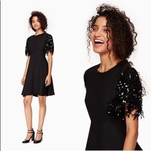 Kate Spade New York Sequin Fringe Swing black cocktail party Dress US 2